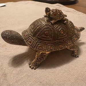 Vintage Brass Turtle Desk Collection magnifying glass trinket box letter opener